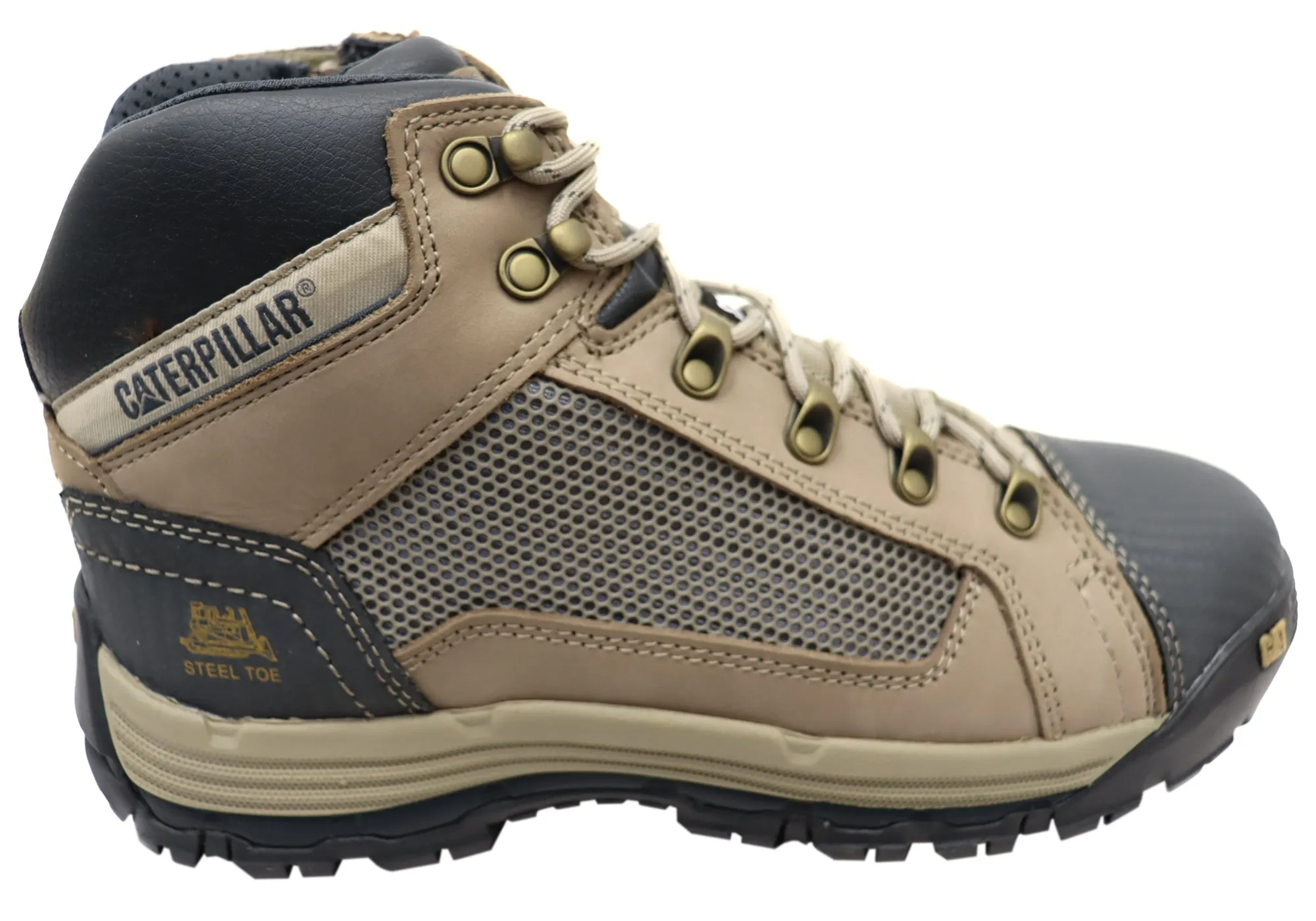 Slip   Resistant Lug Caterpillar Convex ST Mid Mens Comfortable Steel Cap Work Boots