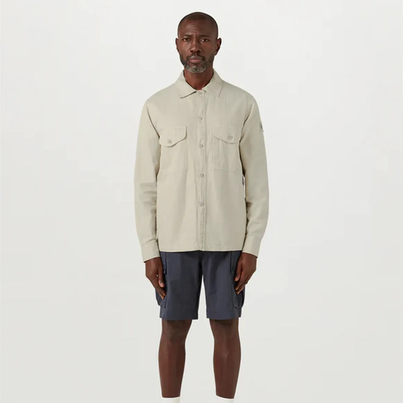 Designer Look Layered Hemline Belstaff CS60 Overshirt Stone Beige