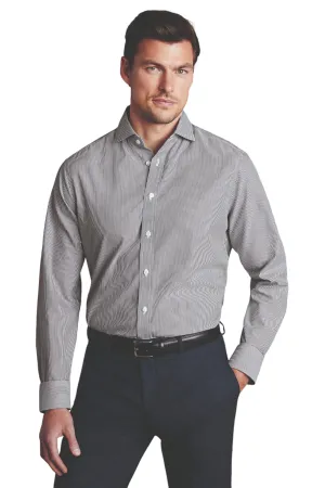 Wardrobe Must-Have Picnic Outfit Charles Trywhitt Men's Stripe Non-Iron Button-Down Oxford Slim Fit Shirt Single Cuff
