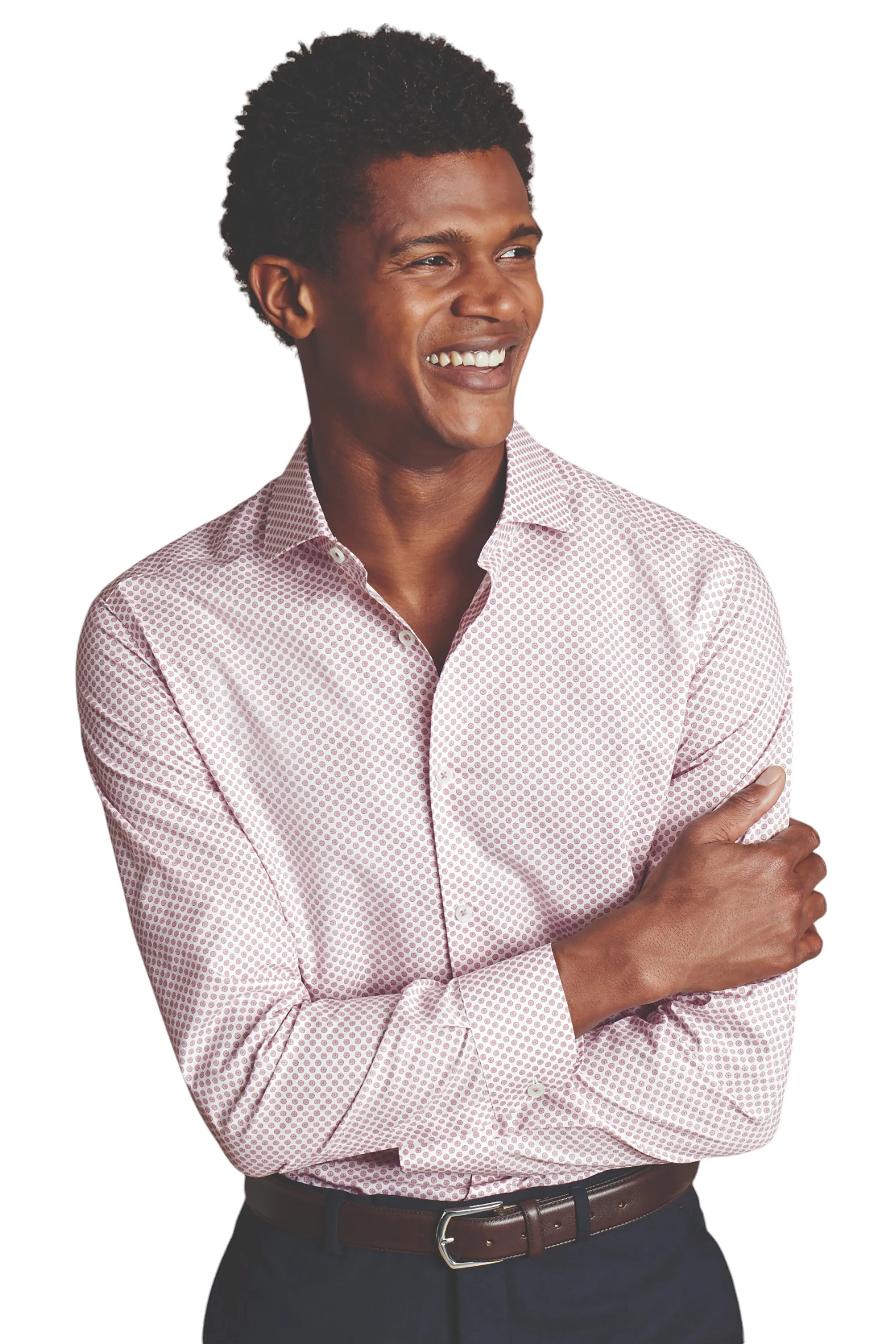 Subtle Details Charles Tyrhwitt Men's Slim Fit Medallion Non-Iron Stretch Print Shirt