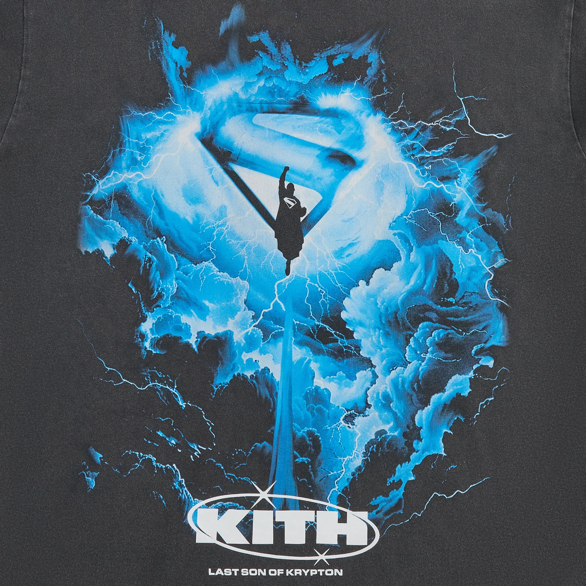 Superman | Kith (2025 Movie) Lightning Vintage Tee - Black Trendy Wearable
