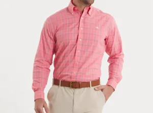 Minimal Look Chatham Lines Performance Shirt In Coral And Slate