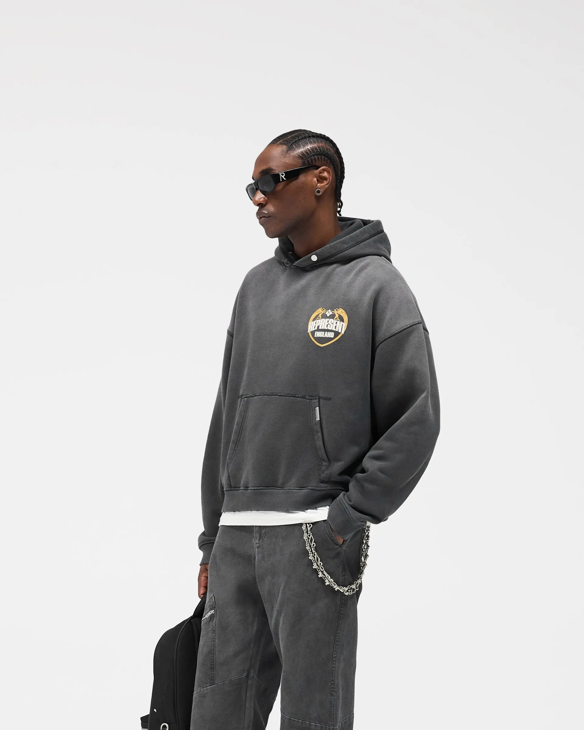 product cost effectiveness skiing suitable Represent Angel Border Hoodie - Stained Black