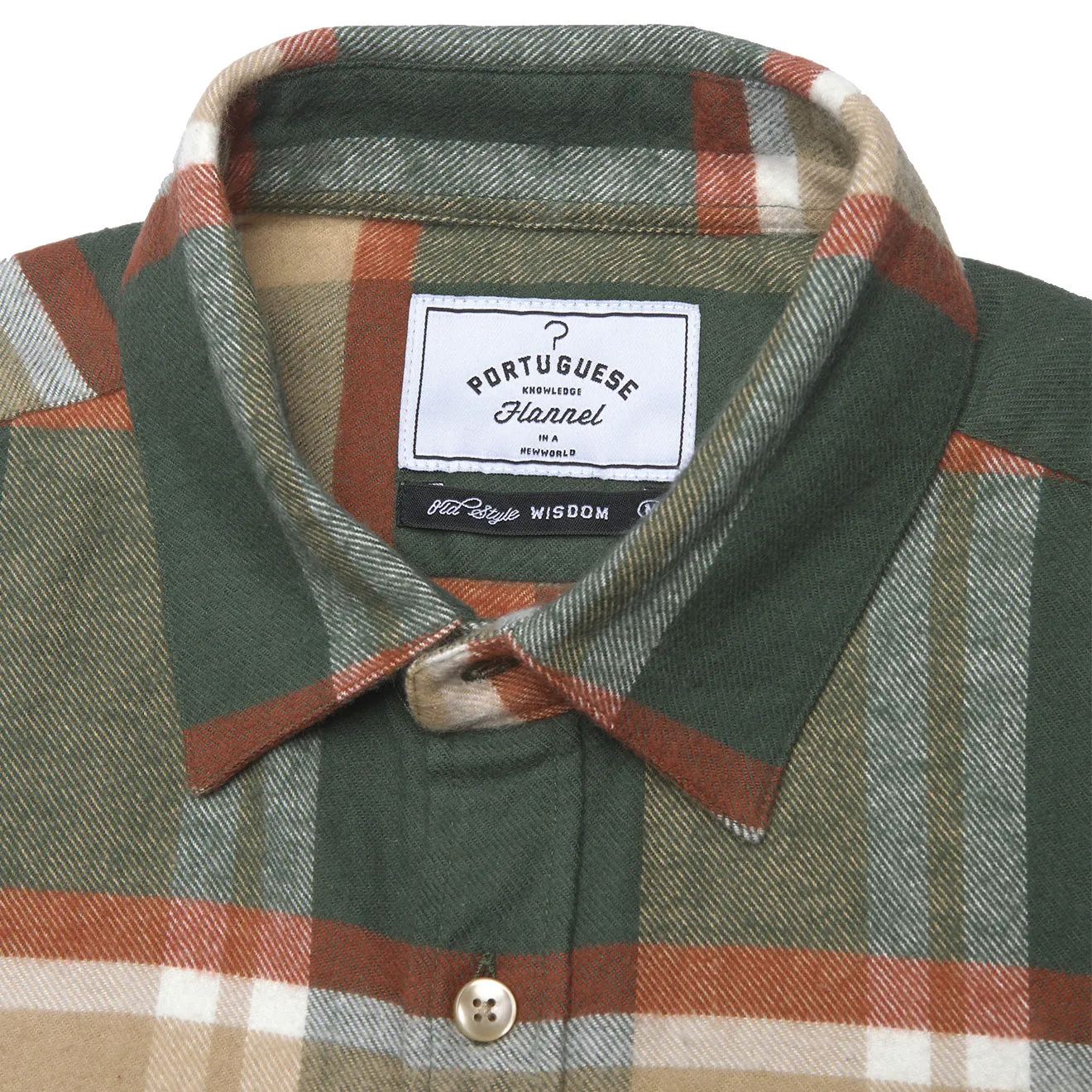 Bold Statement Vintage Wash Portuguese Flannel Farm Shirt Green / Orange