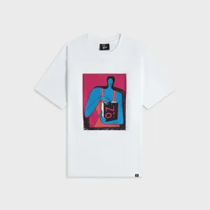 by Parra No Books Tee - White Spring Freshness Drop Shoulder Cut