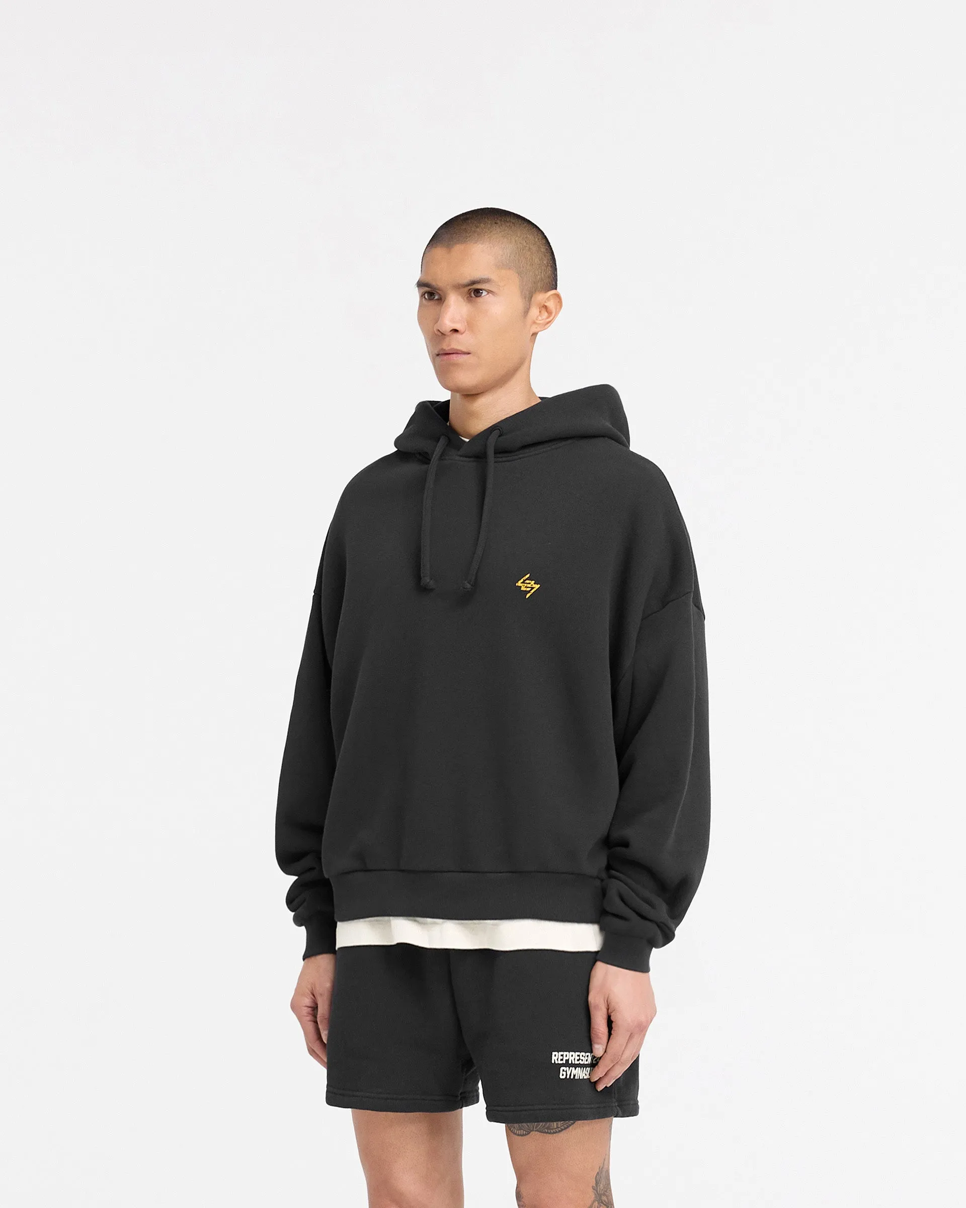 Minimalist Style 247 On His Shoulders Boxy Hoodie - Off Black