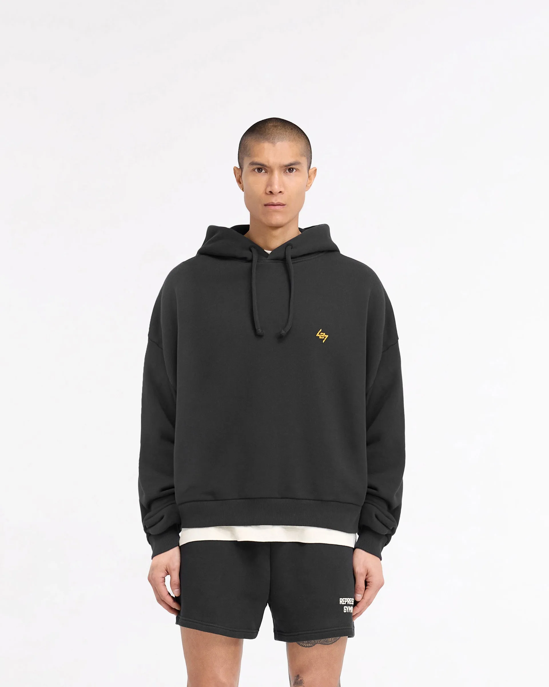 247 On His Shoulders Boxy Hoodie - Off Black product metallic glamour