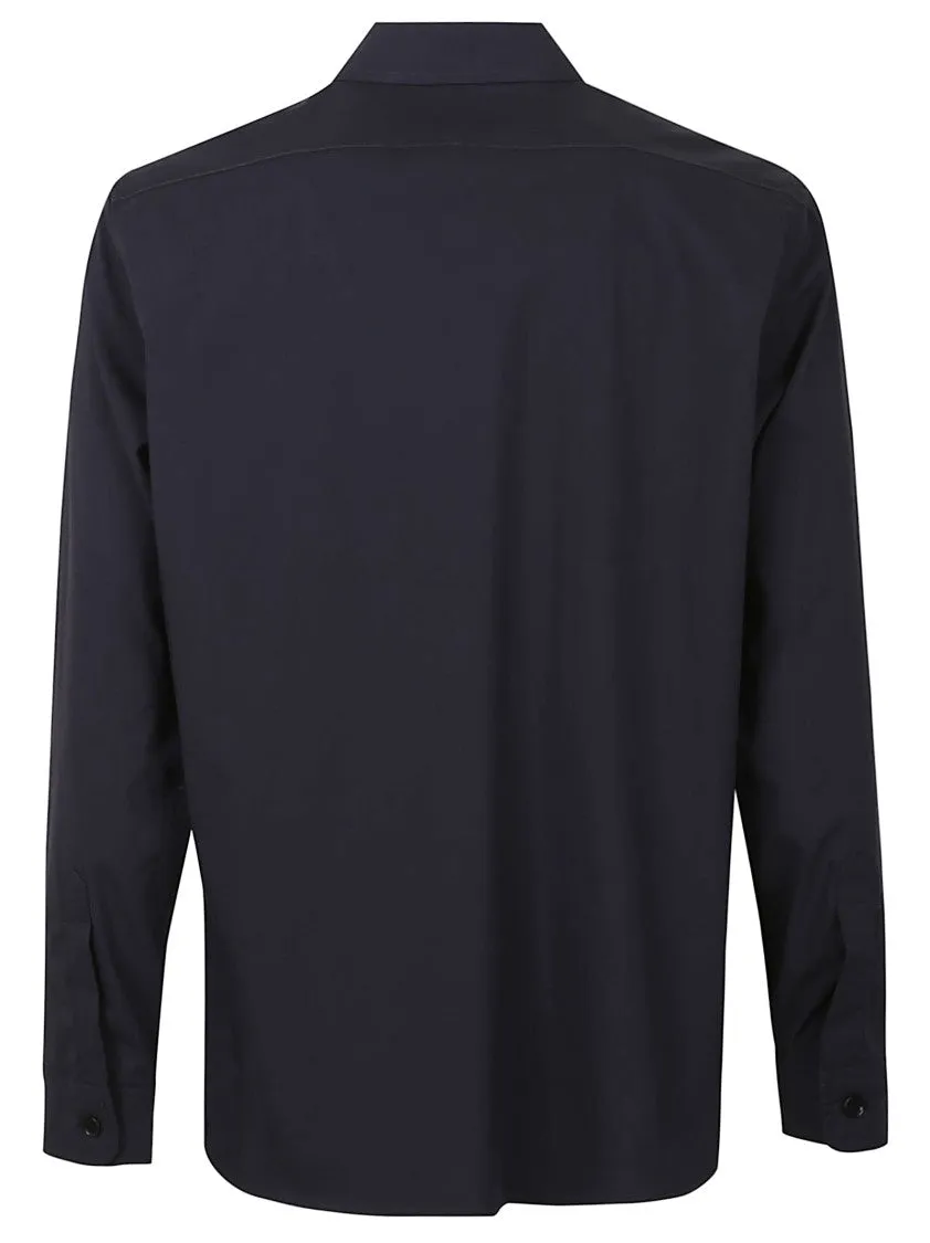 Classic Black Cotton Button-Up Shirt With Multiple Pockets Comfy Look Quick Dry Technology
