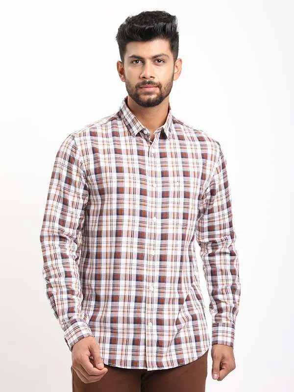 Men Checked Full Sleeve Cotton Shirt Special Occasion Easy Care