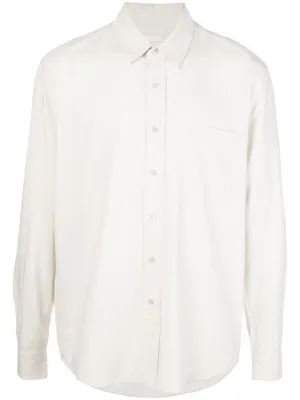 Trendy Vibes White Silk Classic Shirt With Curved Hem