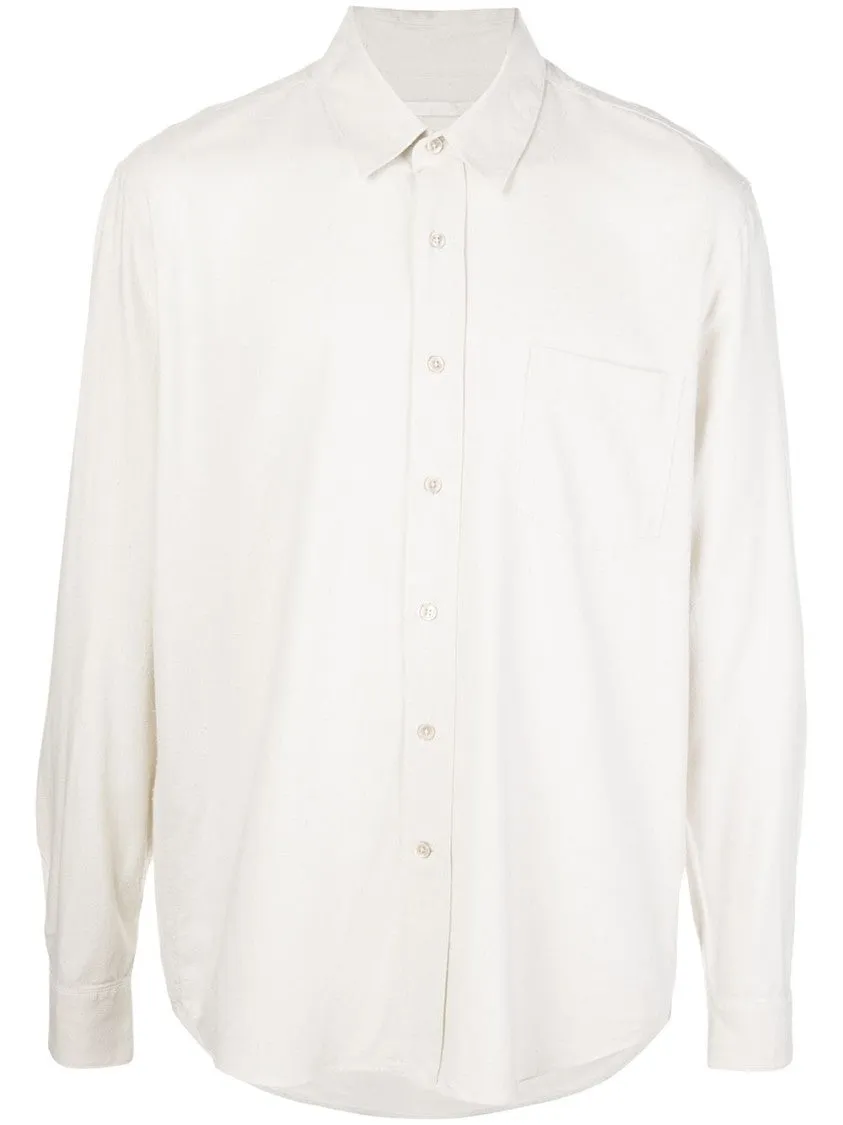 White Silk Classic Shirt With Curved Hem Winter Fashion