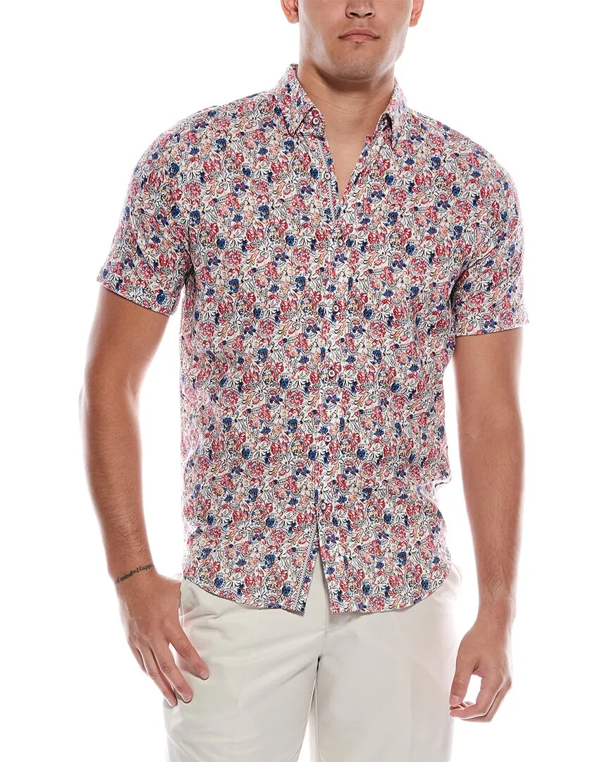 Smooth zipper closure Robert Graham Padar Tailored Fit Woven Shirt