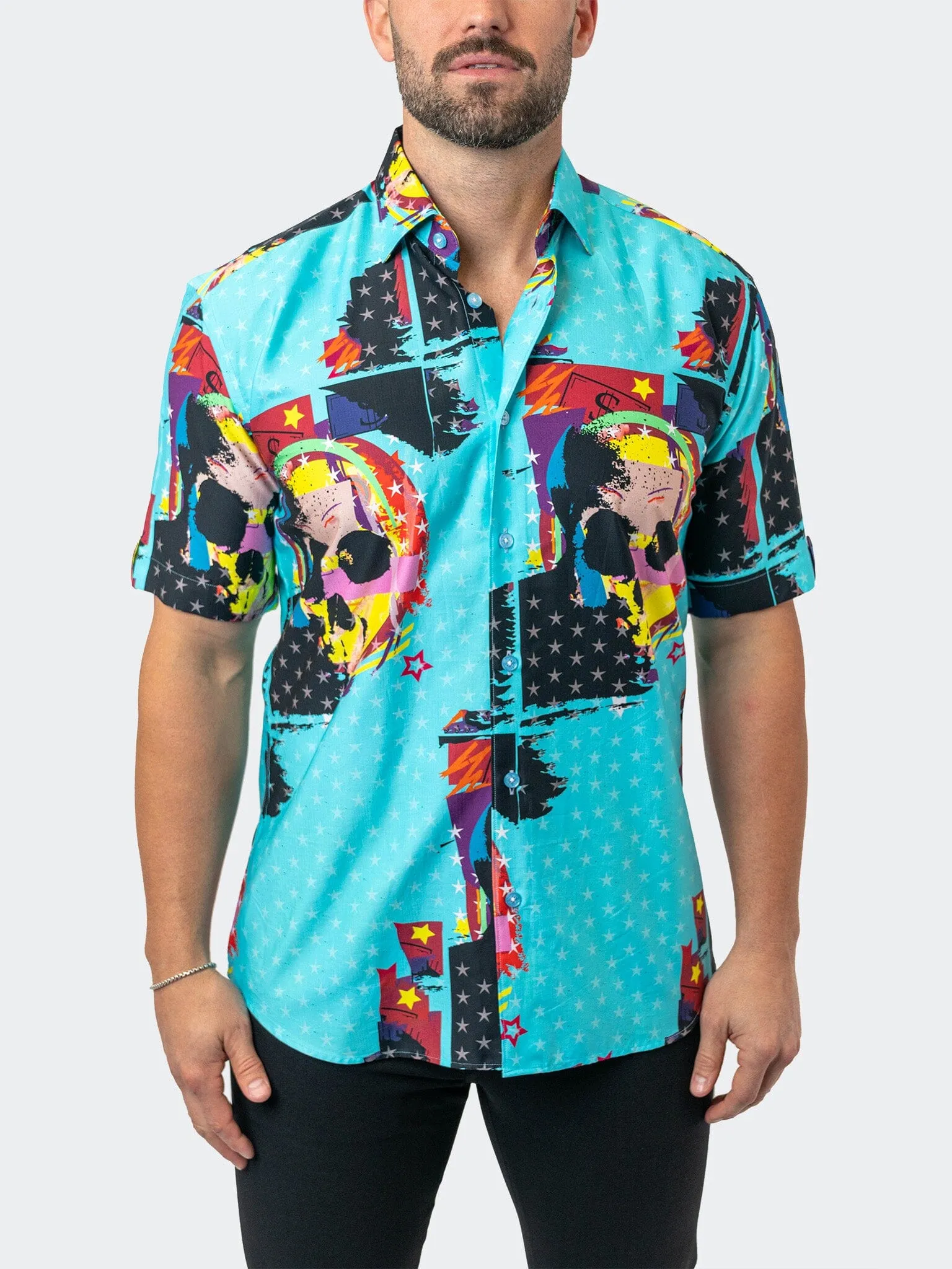 Button front Breathable mesh Galileo SkullStar83 Blue