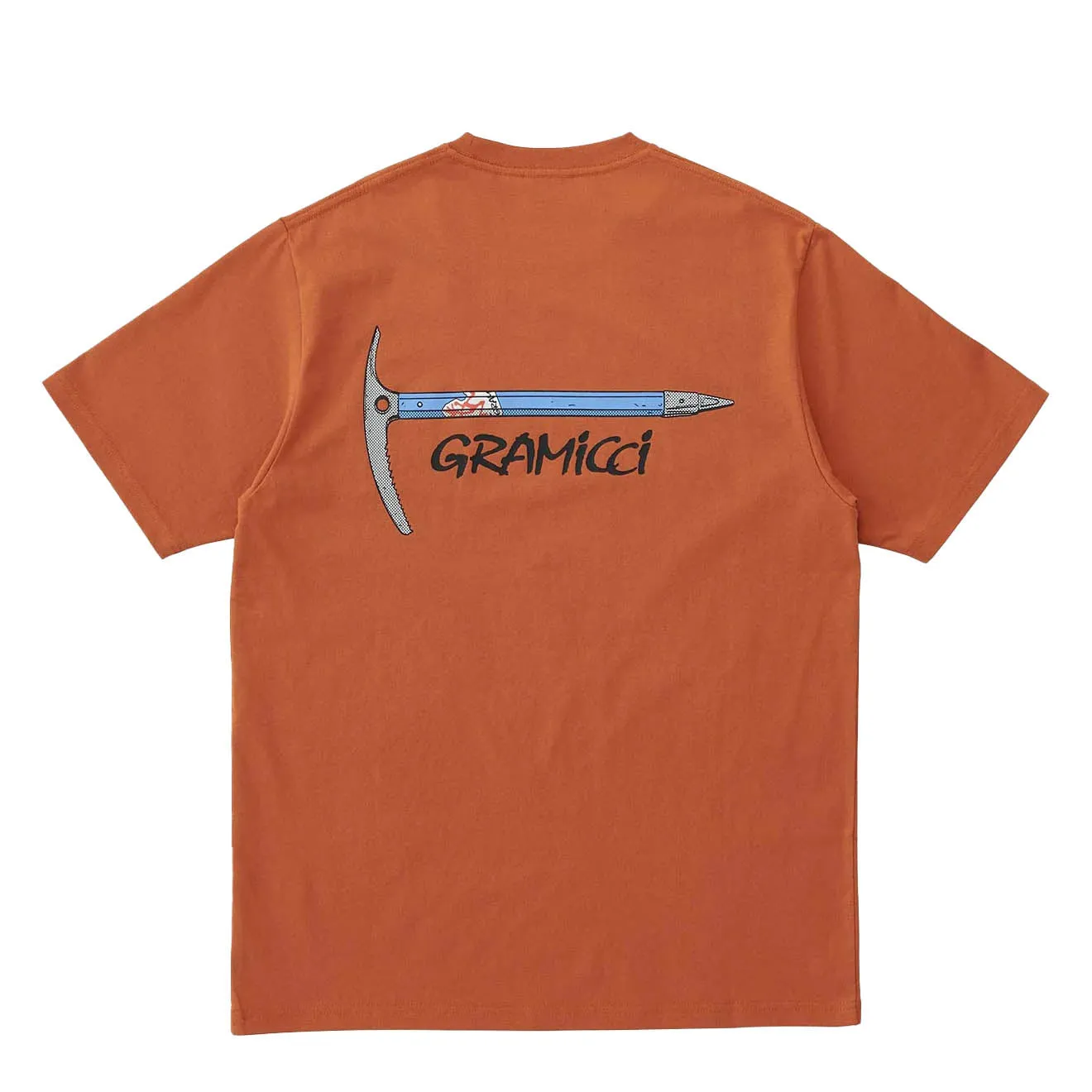 Gramicci Ice Axe Tee Burnt Orange Ribbed Collar Trim