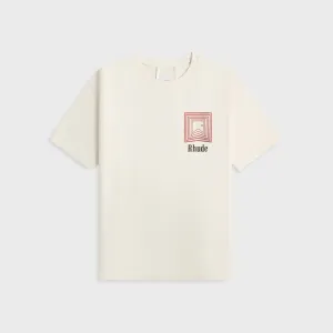Rhude Chevron Logo Repeat Tee - Vintage White Layering Fashion Comfortable All Day Wear