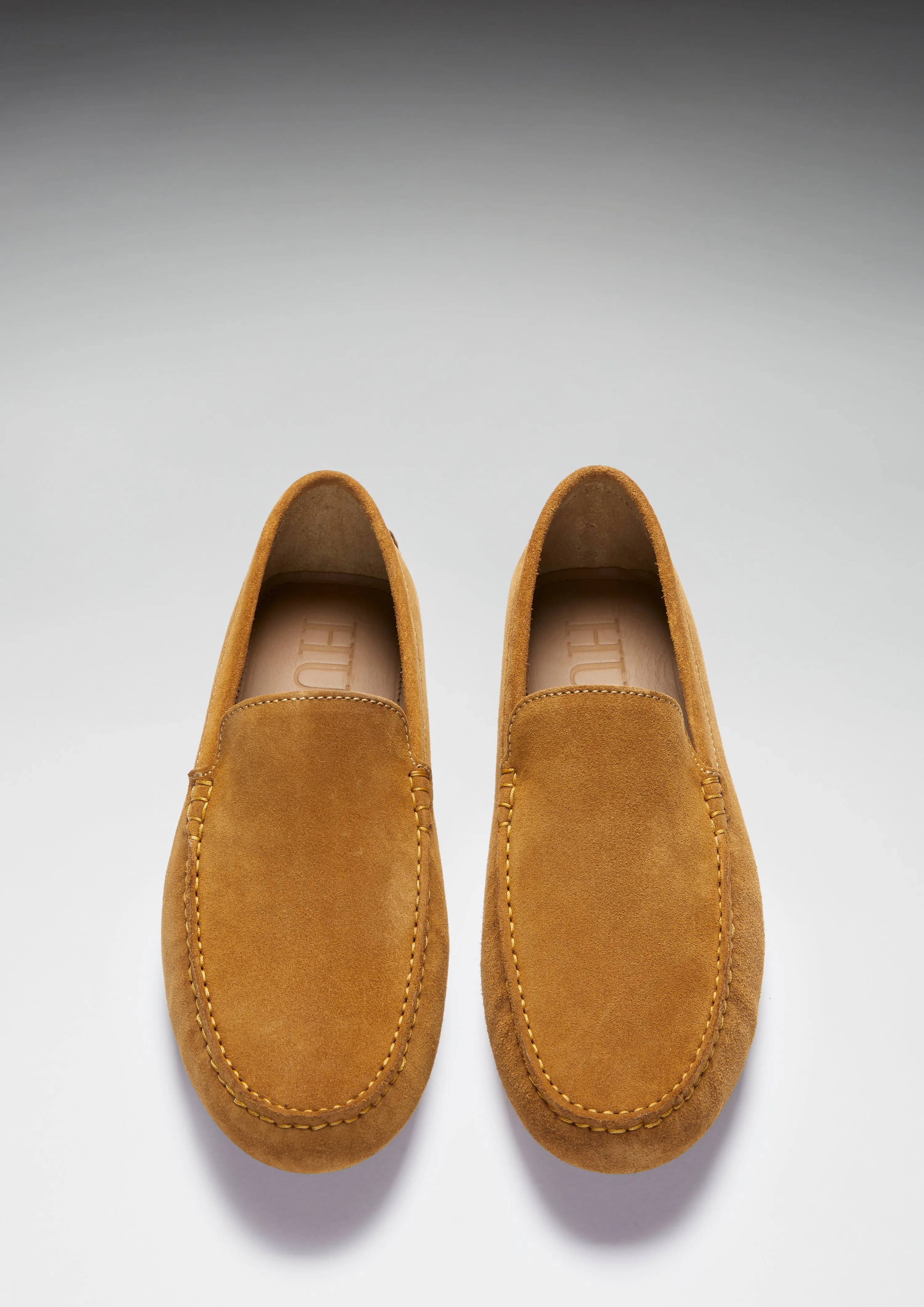 leatherette Heel Smooth Driving Loafers, tobacco suede