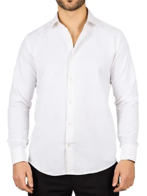 Cream Long Sleeve Regular Fit Double Cuff Twill Oxford Shirt Chilly Weather Wear