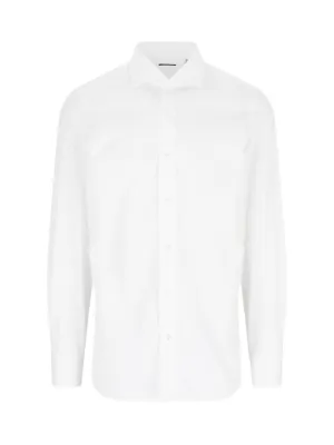 Classic White Cotton Shirt With Traditional Collar Formal Elegance