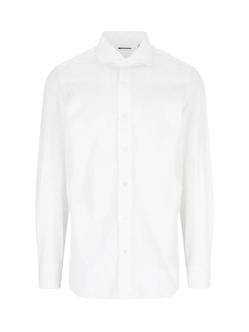 Youthful Style Classic White Cotton Shirt With Traditional Collar