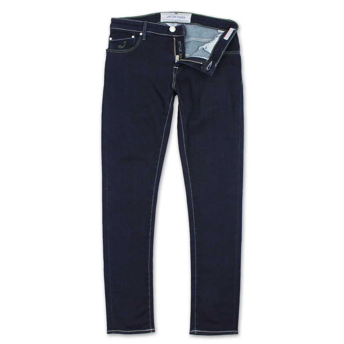 Jacob Cohen - J696 Comf Green Badge Jeans in Dark Wash Soft Finish Easywear Style