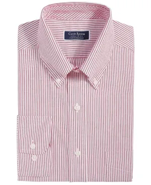 Hidden Button Placket Club Room Dress Shirt Men's Red White Striped Button Down UPS435