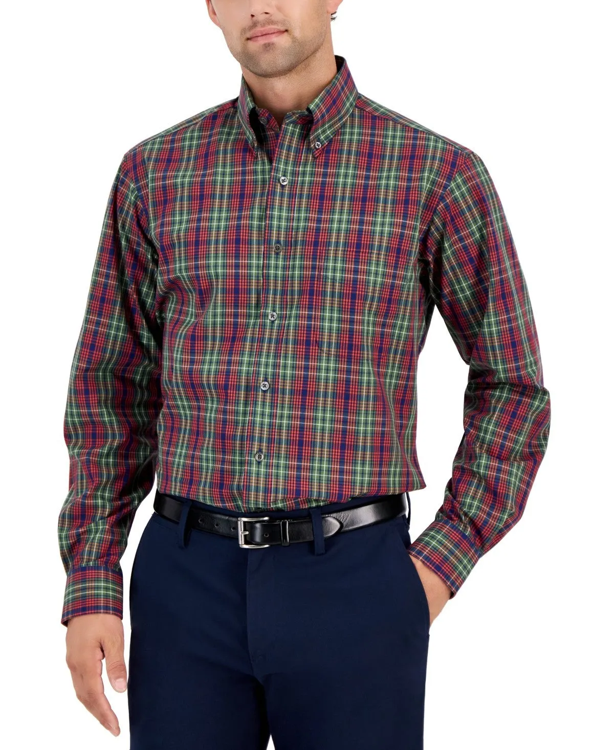 Club Room Dress Shirt Men'sMulti Plaid Button-Down Formal FTS336 Breathable Underarm Vents