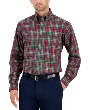 Club Room Dress Shirt Men'sMulti Plaid Button-Down Formal FTS336 Breathable Underarm Vents