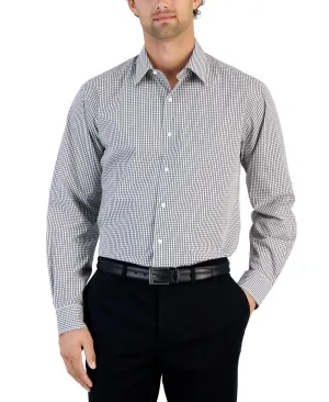 Seasonal Wear Club Room Dress Shirts MenWhite Check Collared Long Sleeve Button Up UPS456