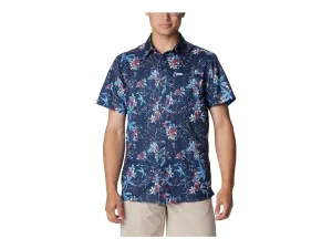 Columbia Super Slack Tide Camp Shirt Men's Navy Short Sleeve Button Up FTS886 Eco Dye Technique