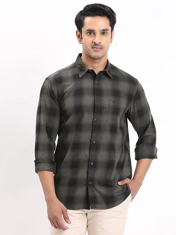 Men Checked Full Sleeve Cotton Shirt Tailored Cut