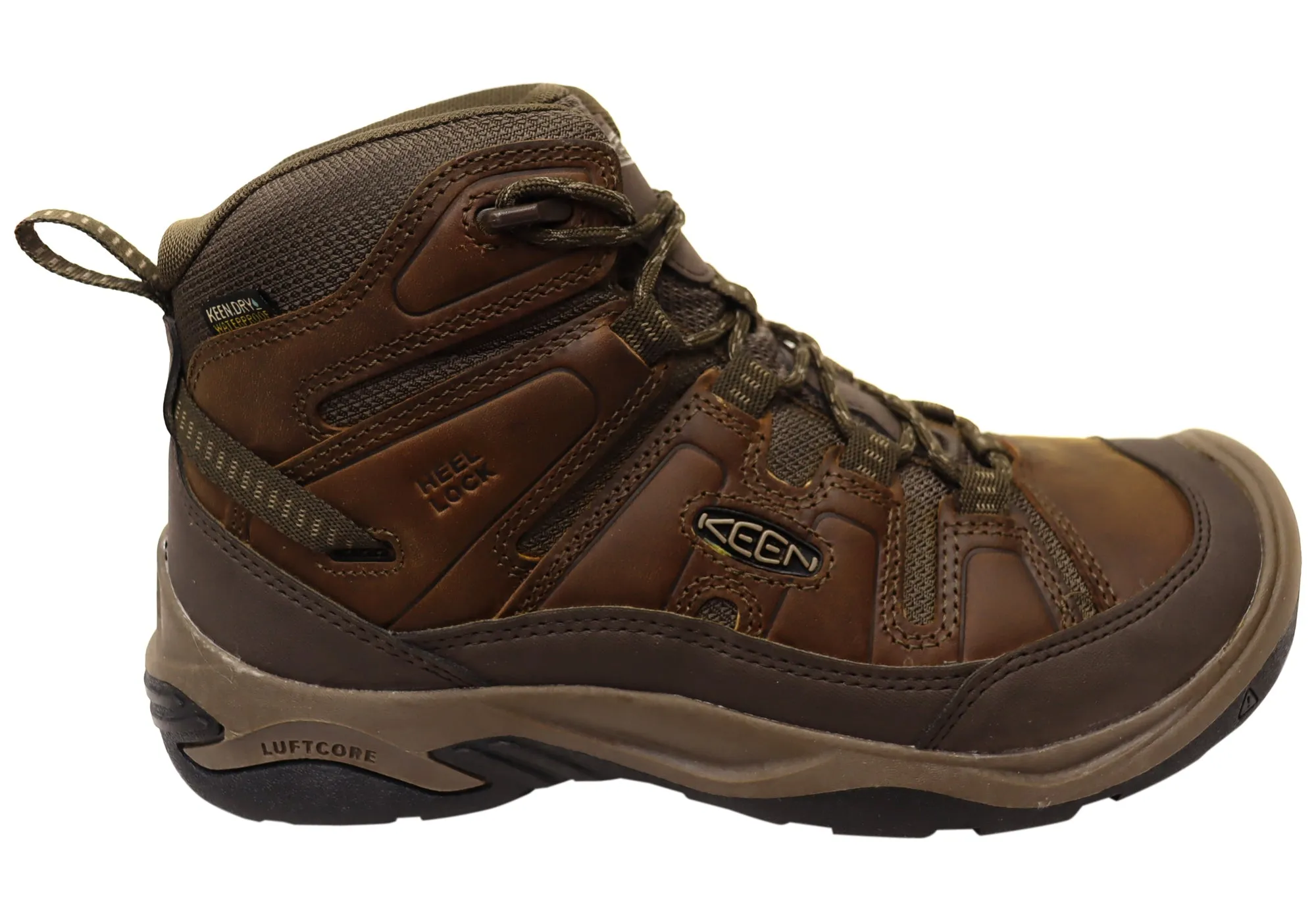 Keen Circadia Mid Waterproof Mens Leather Wide Fit Hiking Boots Insulated Rainy Days Mud Resistant Trail Exploration