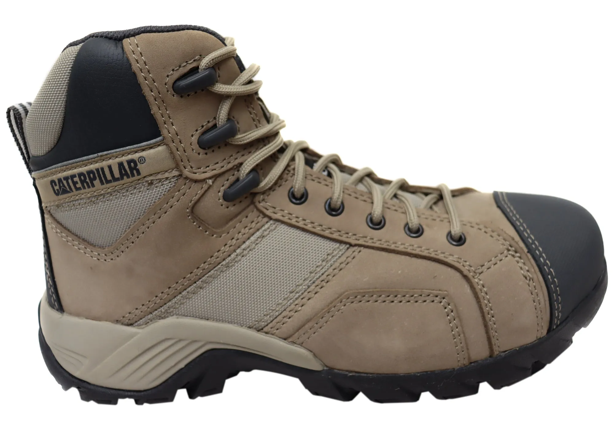 Cushioned heel Polyester Caterpillar Cat Argon Hi Side Zip Mens Steel Toe Work/Safety Boots
