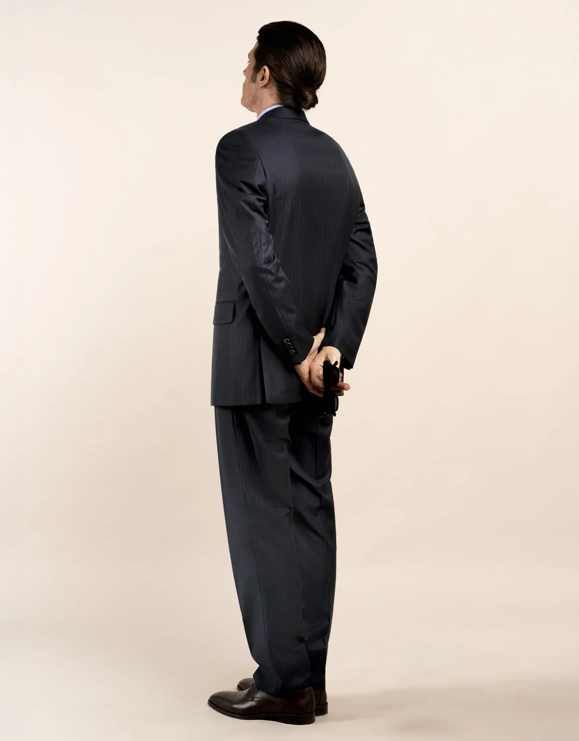 Lotus Navy Stripe Suit Trouser Classic Comfort