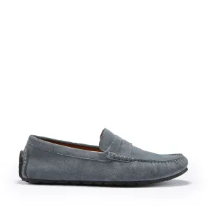 Toe Power Pull Tab Tyre Sole Penny Driving Loafers, slate grey suede