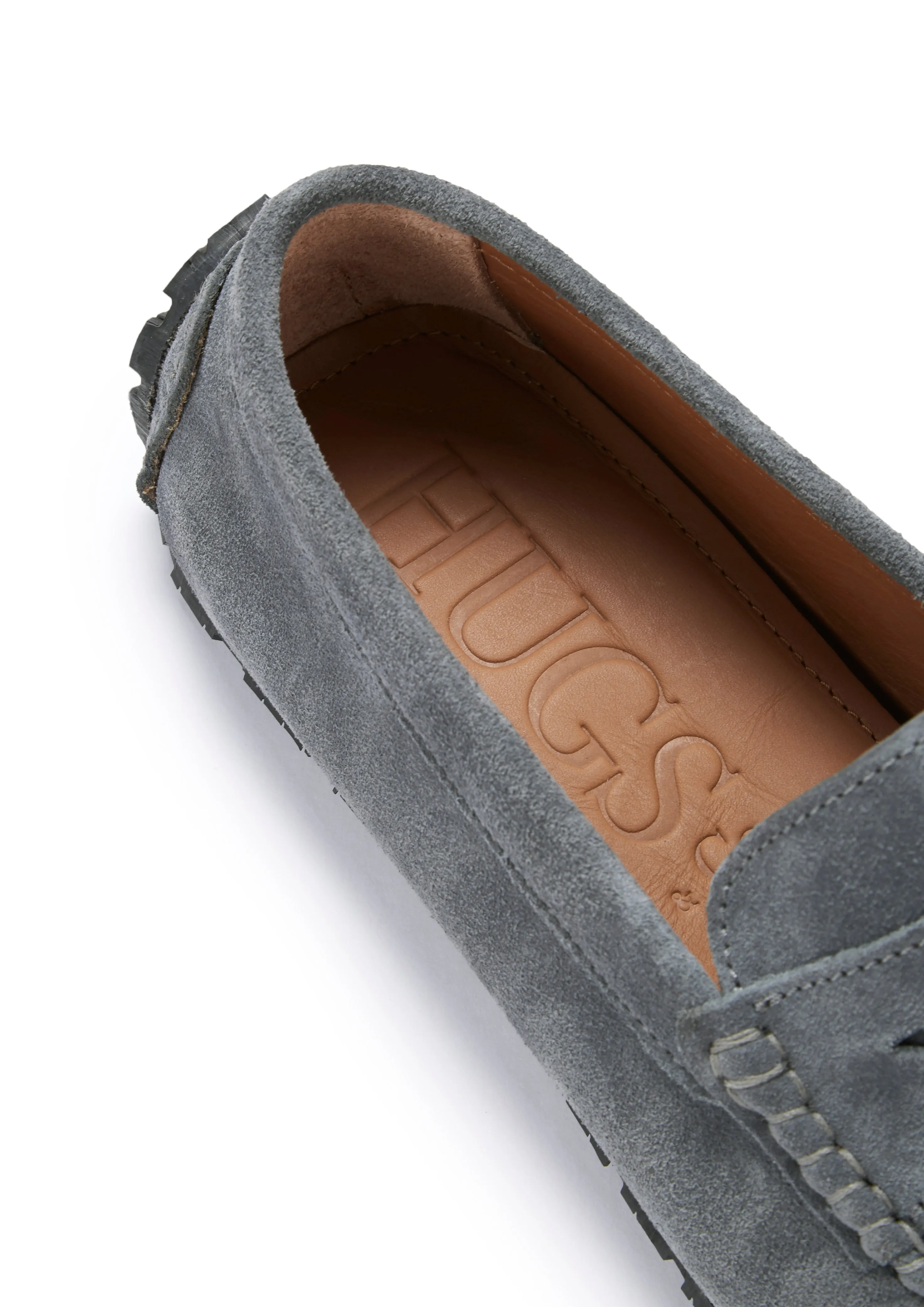 Tyre Sole Penny Driving Loafers, slate grey suede Versatile Footwear Anti Odor