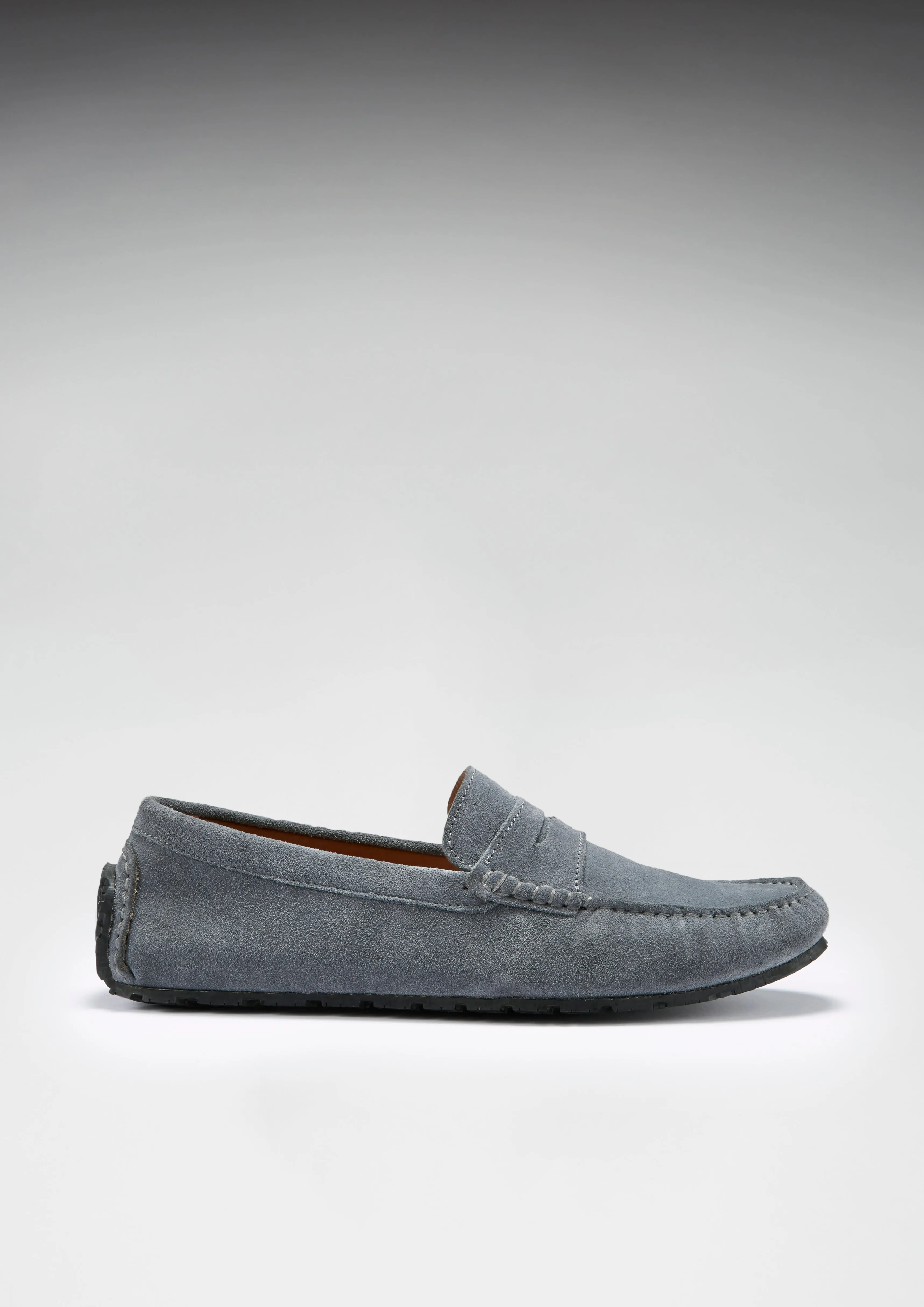 Breathable Shoes Effortless Comfort Tyre Sole Penny Driving Loafers, slate grey suede