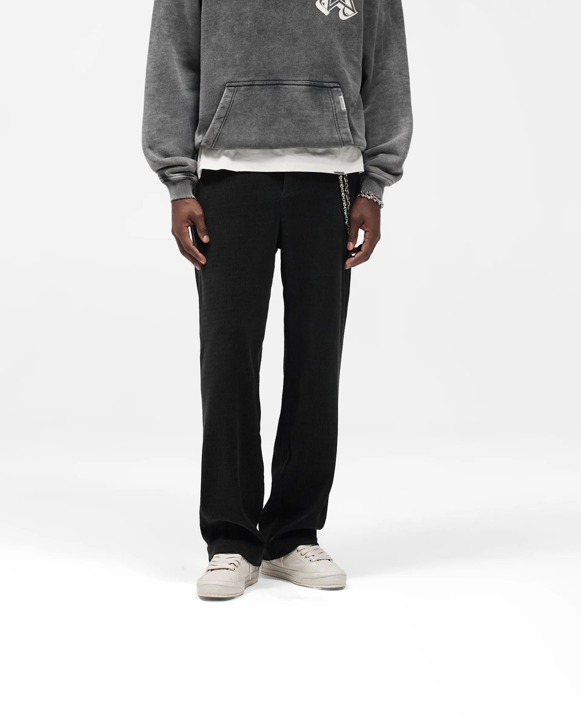 Soft Touch Ribbed Hybrid Pant - Washed Black