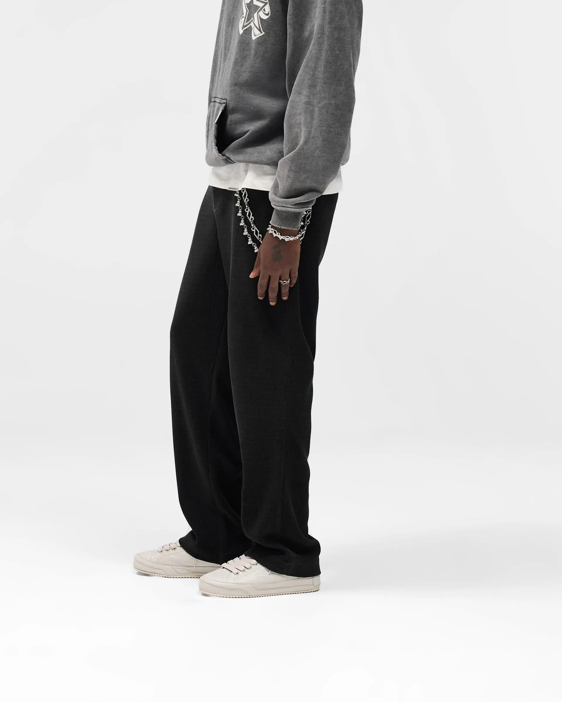Ribbed Hybrid Pant - Washed Black Fashionable Fit