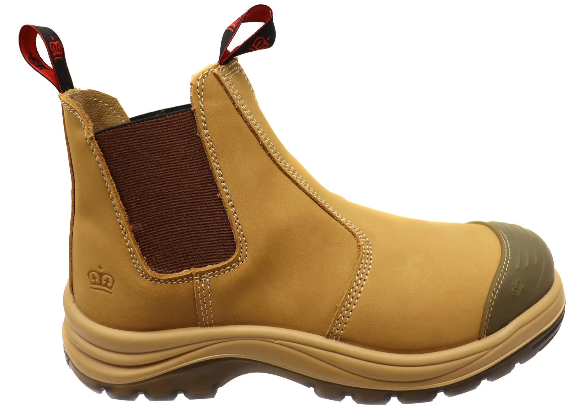 High Utility Stain Resistant KingGee Mens Tradie Gusset Steel Cap Safety Boots With Scuff Cap