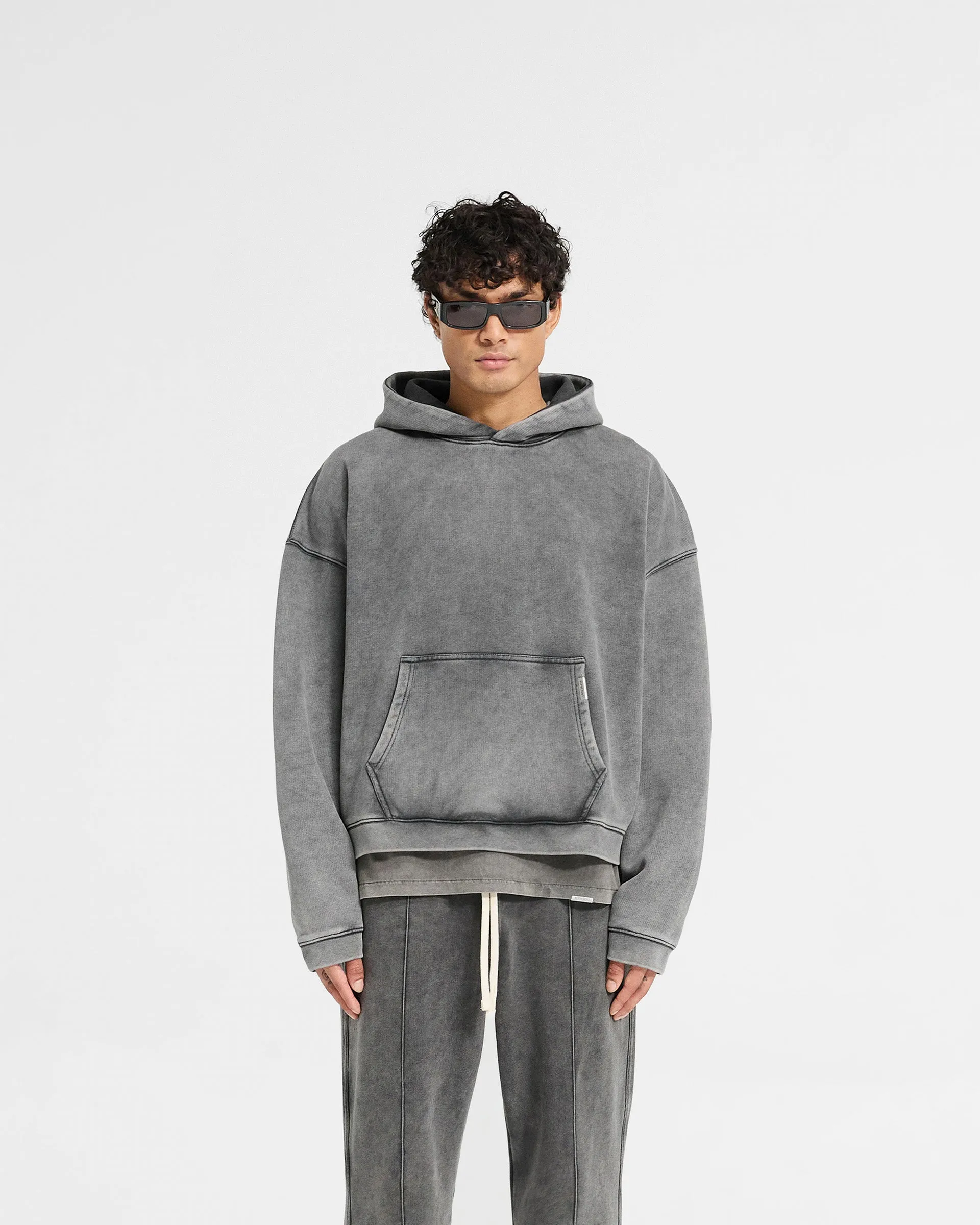 City Style Initial Boxy Hoodie - Vintage Grey