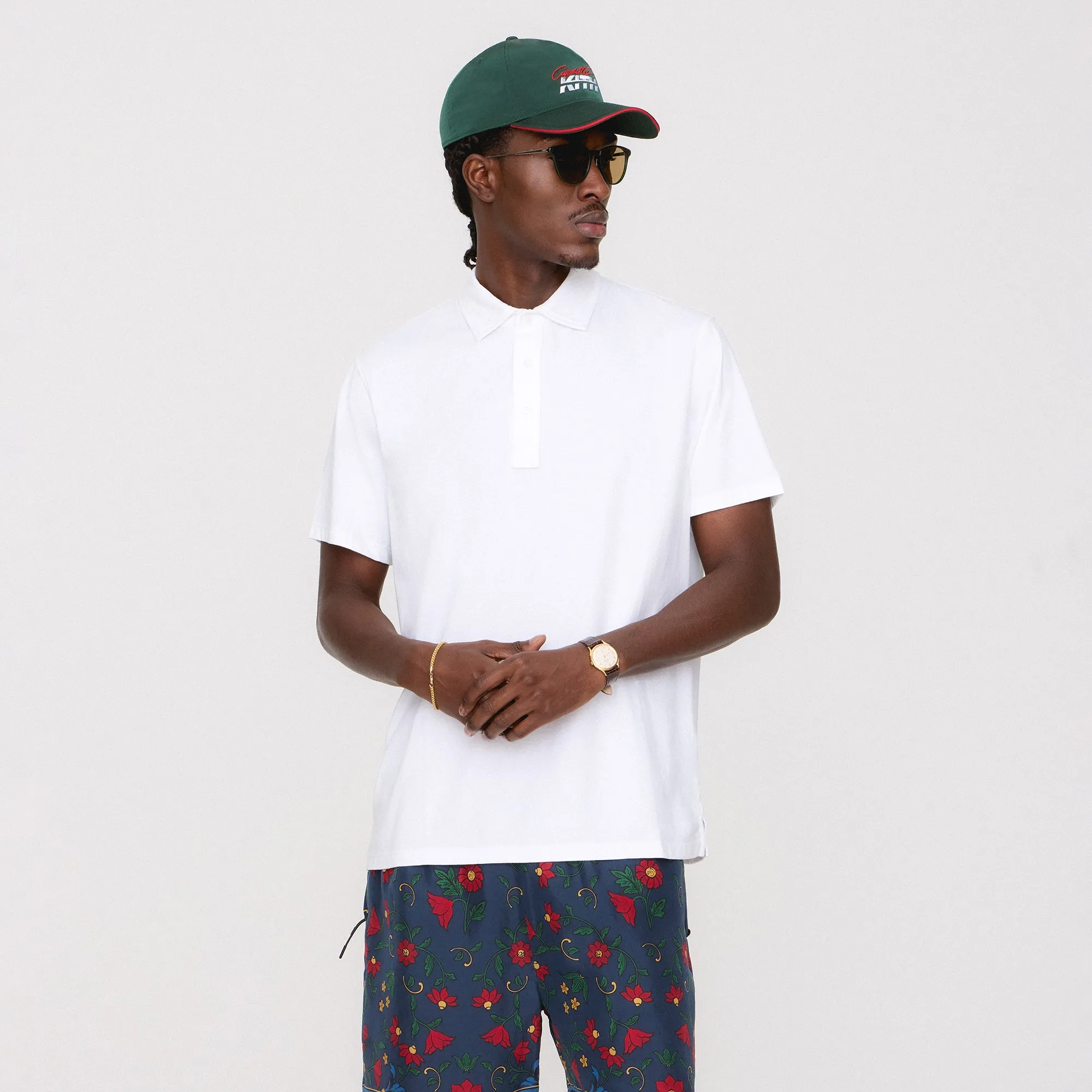 &Kin Pima Jersey Short Sleeve Heathrow Polo - White Breathable Fit Design Slim Silhouette