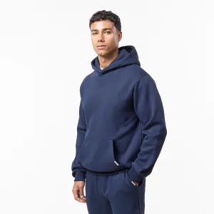 fuzzy texture Relaxed Fit Hoodie | Navy