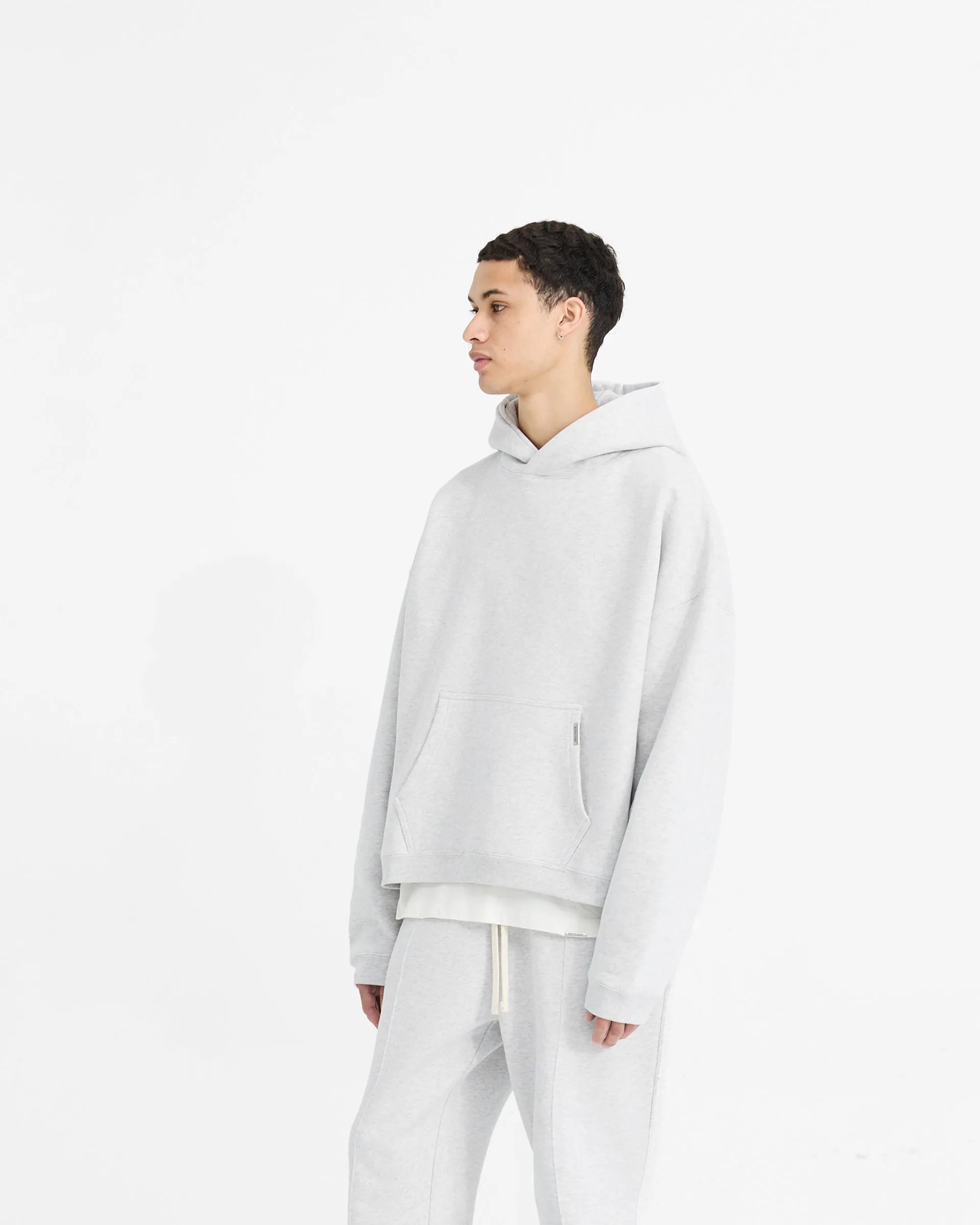 Initial Boxy Hoodie - Ice Grey Marl Minimalist Wear appropriate for winter