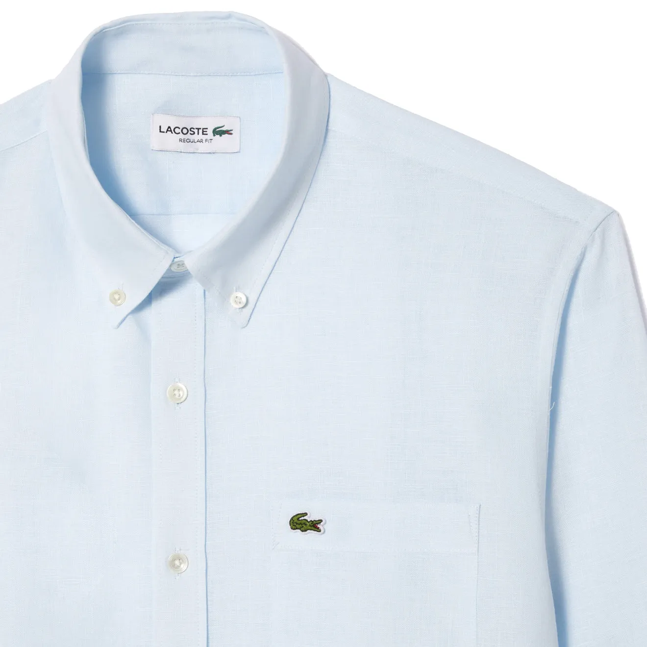 Lacoste Linen Shirt Light Blue Quick Release Placket