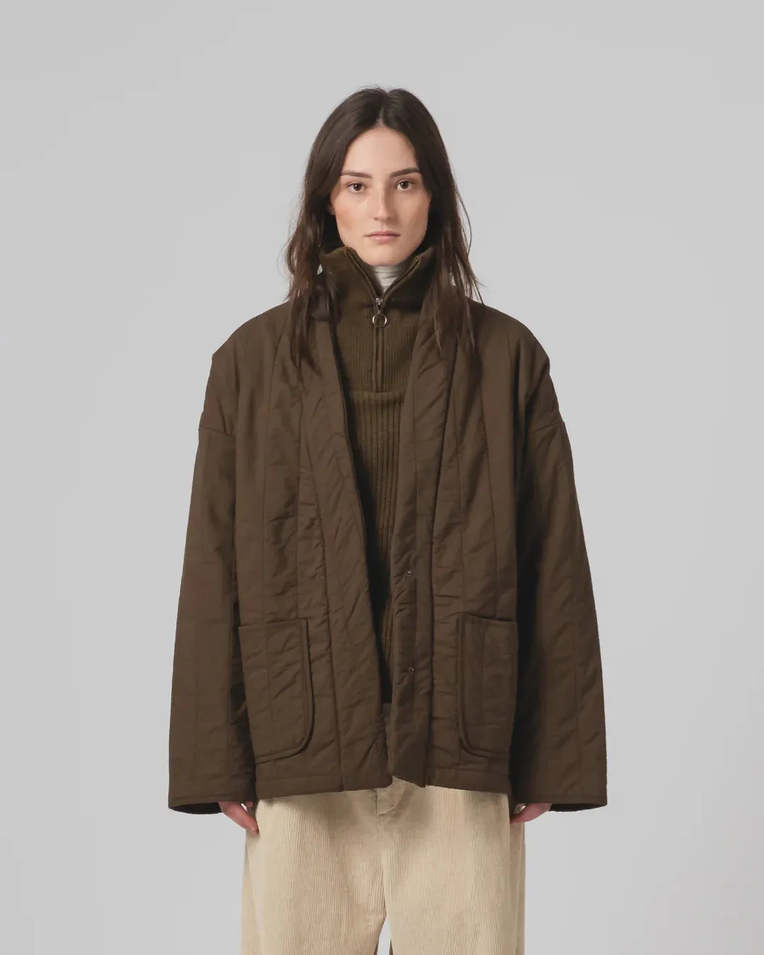 Eat Dust Unisex Edo Quilted Jacket Java Brown FoldableStorageCapability