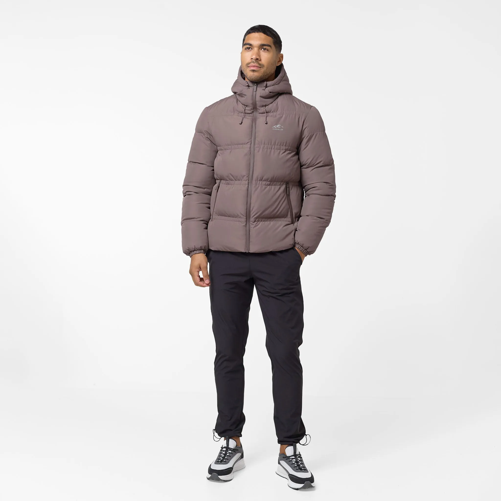 Logo Racer Puffer Jacket | Brown Advanced Wickability System