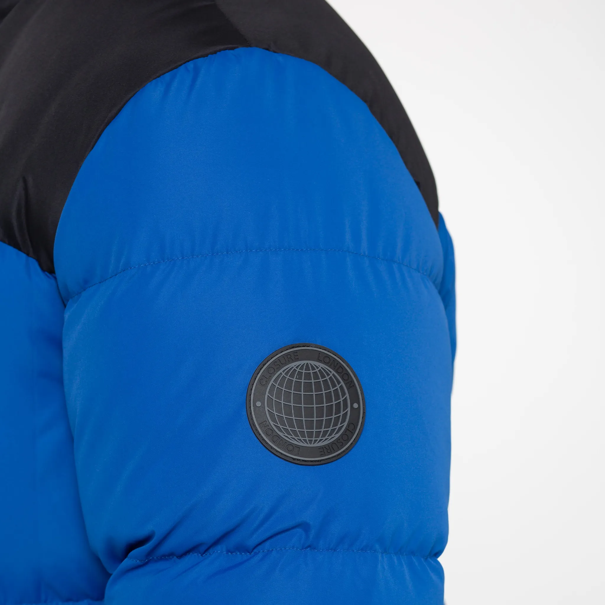Contrast Zipped Funnel Neck Puffer Jacket | Cobalt Blue Durable Coating
