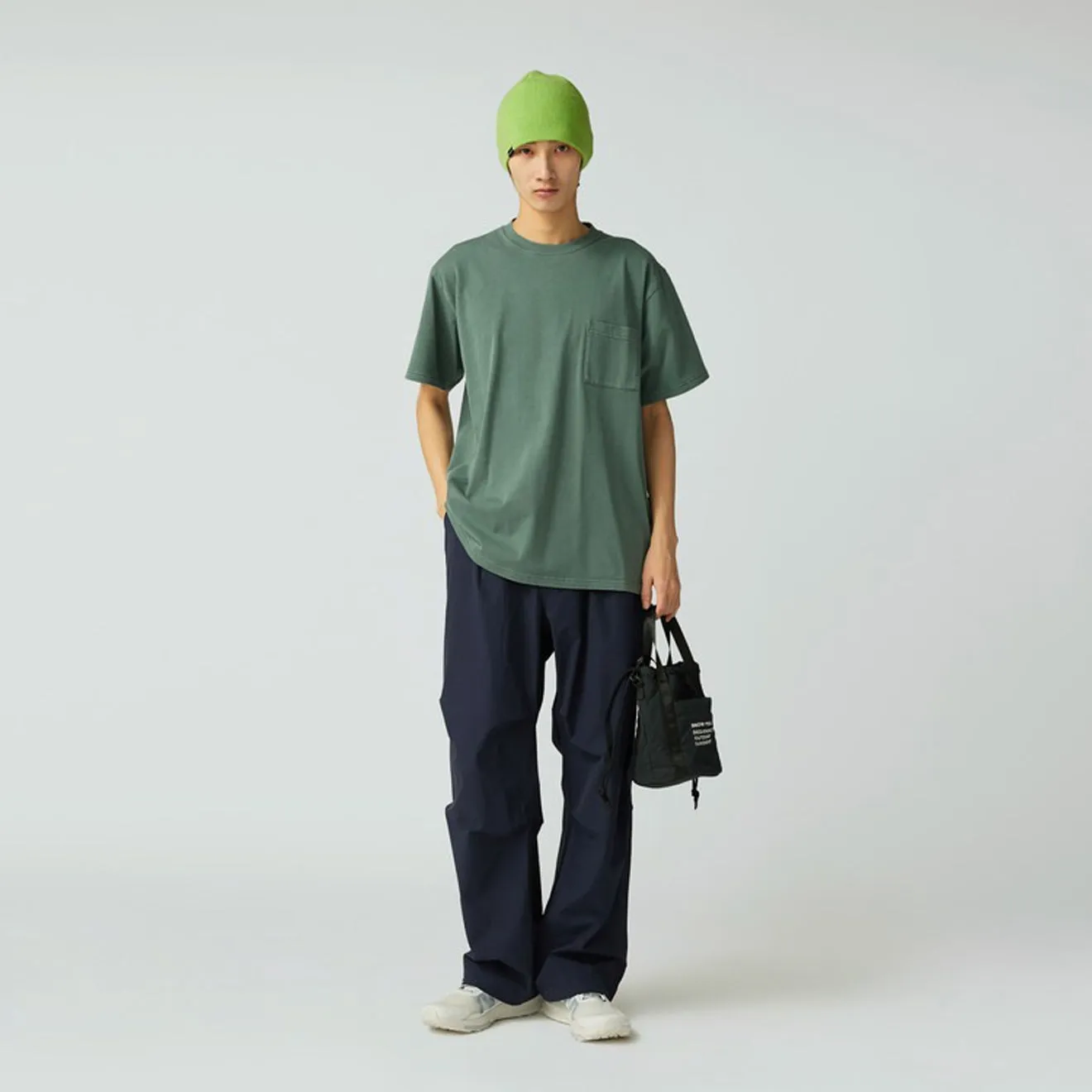 Snow Peak Garment Dyed T-Shirt Dark Green Comfortable Look Cool and casual