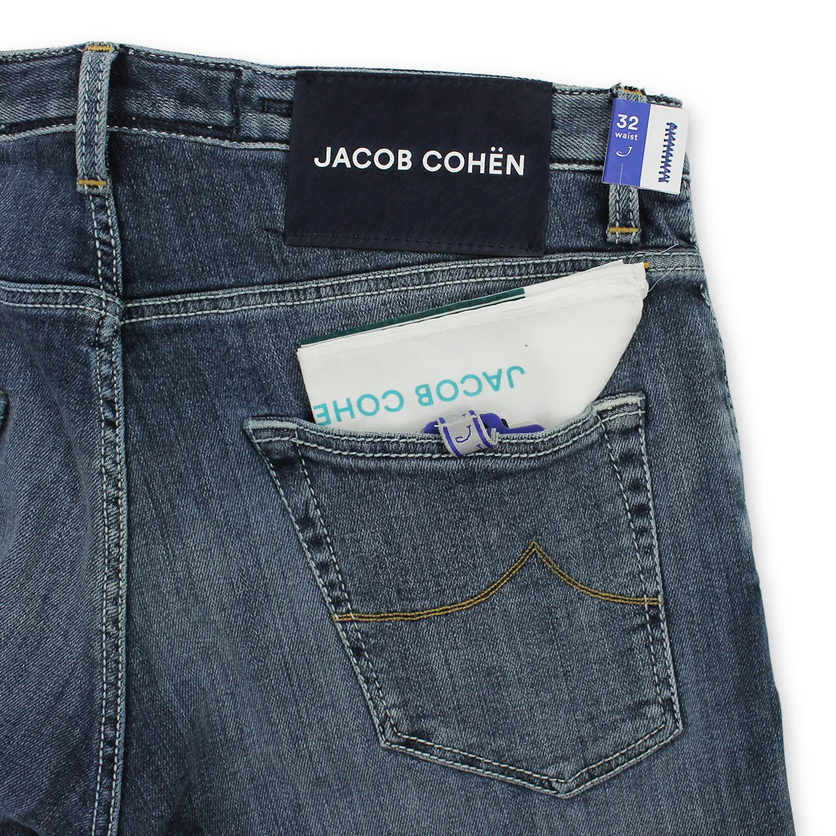 Jacob Cohen - Chris Skinny Fit Navy Badge Jeans Textured Party Look Soft