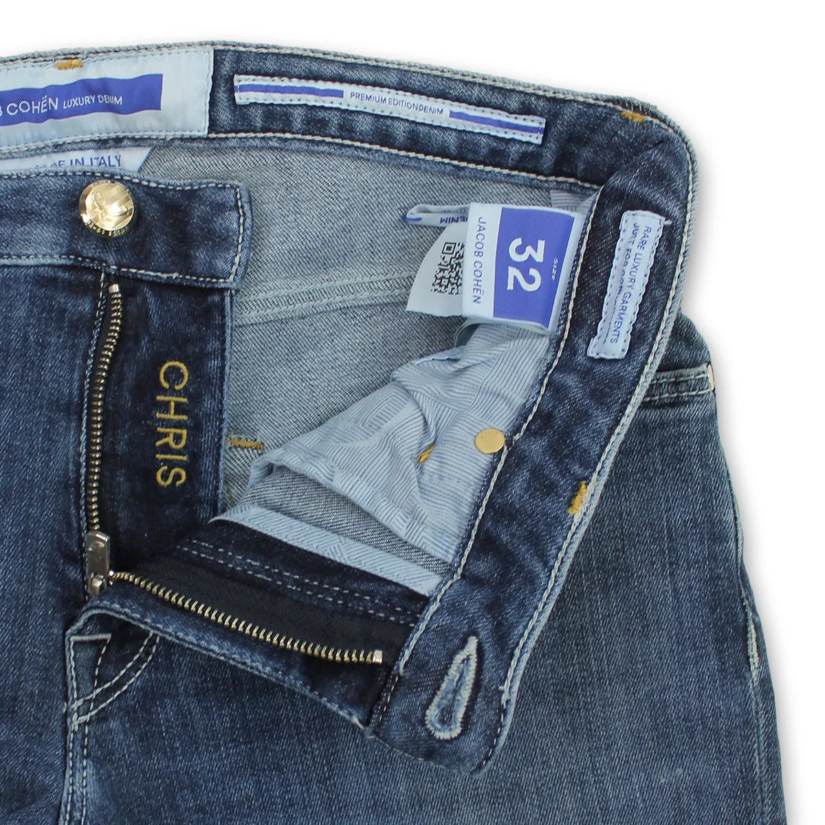 Jacob Cohen - Chris Skinny Fit Navy Badge Jeans Street Casual Party Look Weekend Warrior